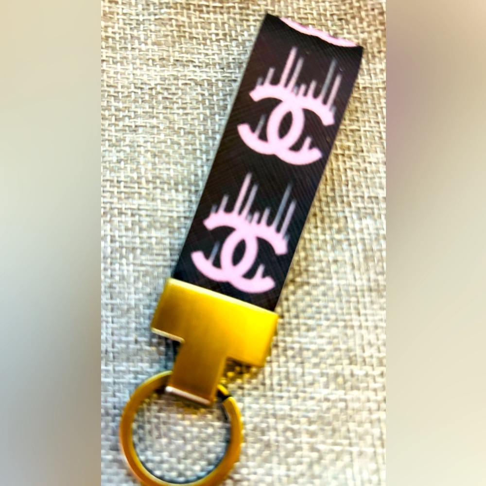 FRENCH INSPO INITIALED BRASS AND FABRIC STYLISH KEY FAB .